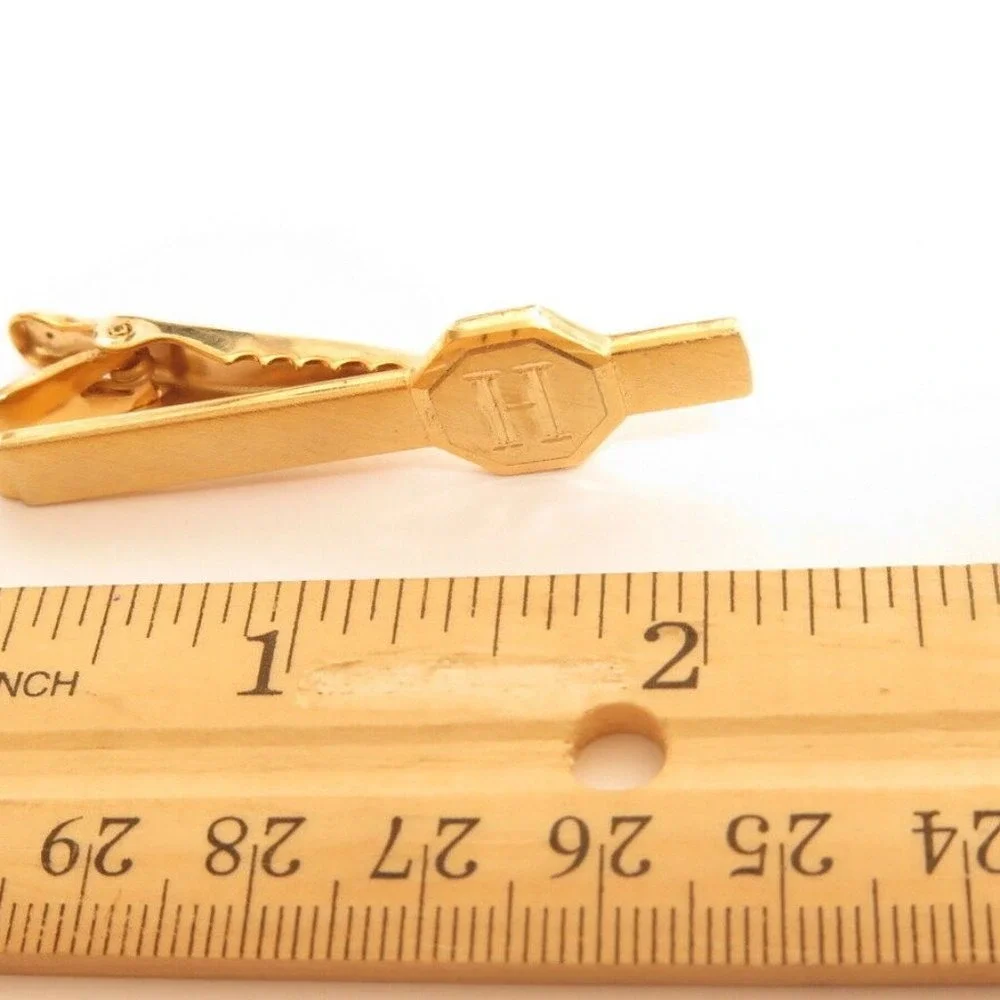 Monogram H Initial Letter Gold Plated Tie‎ Clip